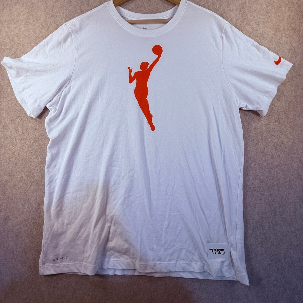 Nike WNBA Logo Graphic T-Shirt XL White Orange Dri-FIT Standard Fit Tee